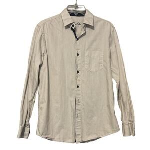 Tasso Elba Pinstripe Button Down Size Small 14-14/12 100% Cotton Long Sleeve